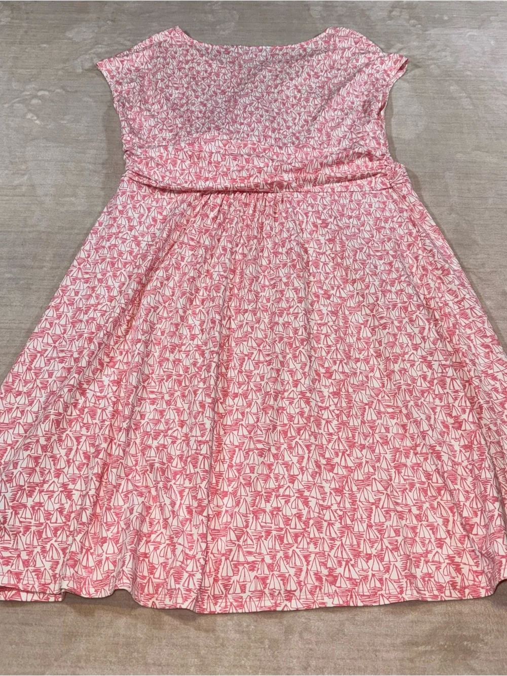 Lands' End Pink and White Knot-Front Midi Dress